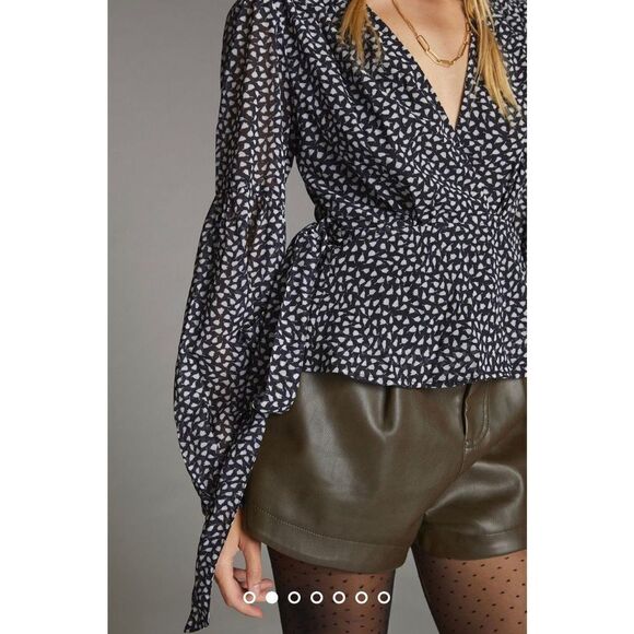 Anthropologie x Porridge Puff-Sleeved Wrap Blouse Size XS NWT - Picture 2 of 7